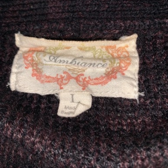 🎄- Ambiance sz L Dark Plum Long Line Cardigan - Picture 5 of 6